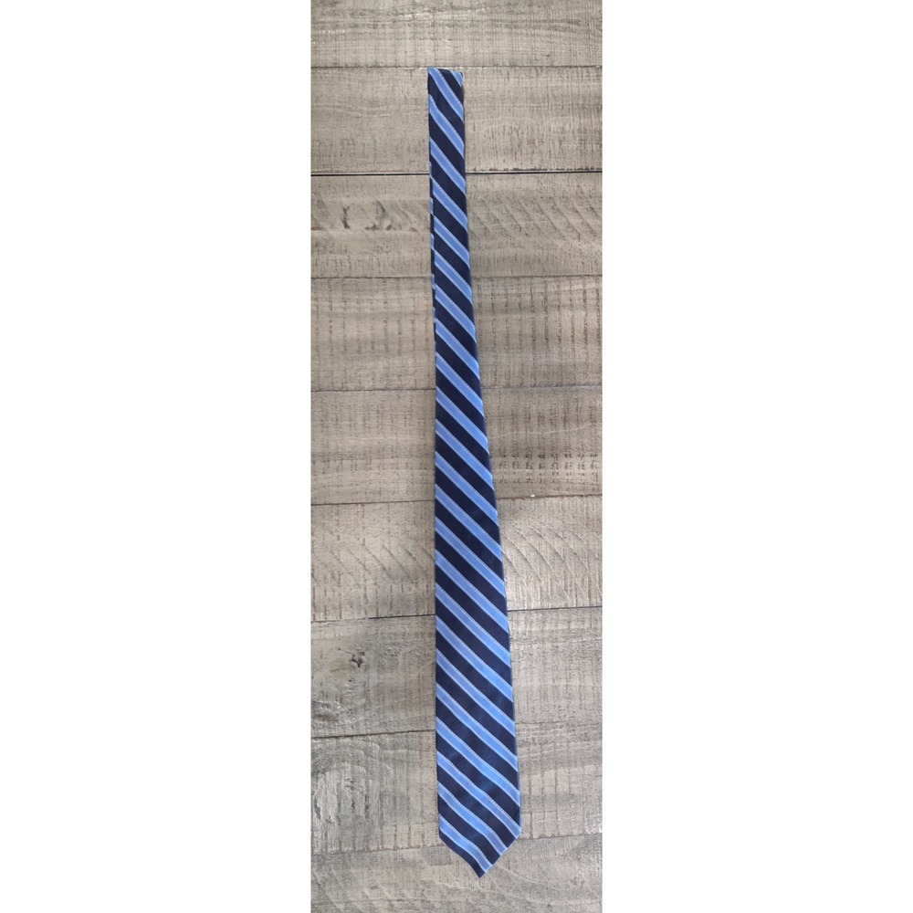 Mens Brooks Brothers Makers & Merchants Navy Light Blue Silk Striped Tie